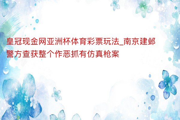 皇冠现金网亚洲杯体育彩票玩法_南京建邺警方查获整个作恶抓有仿真枪案